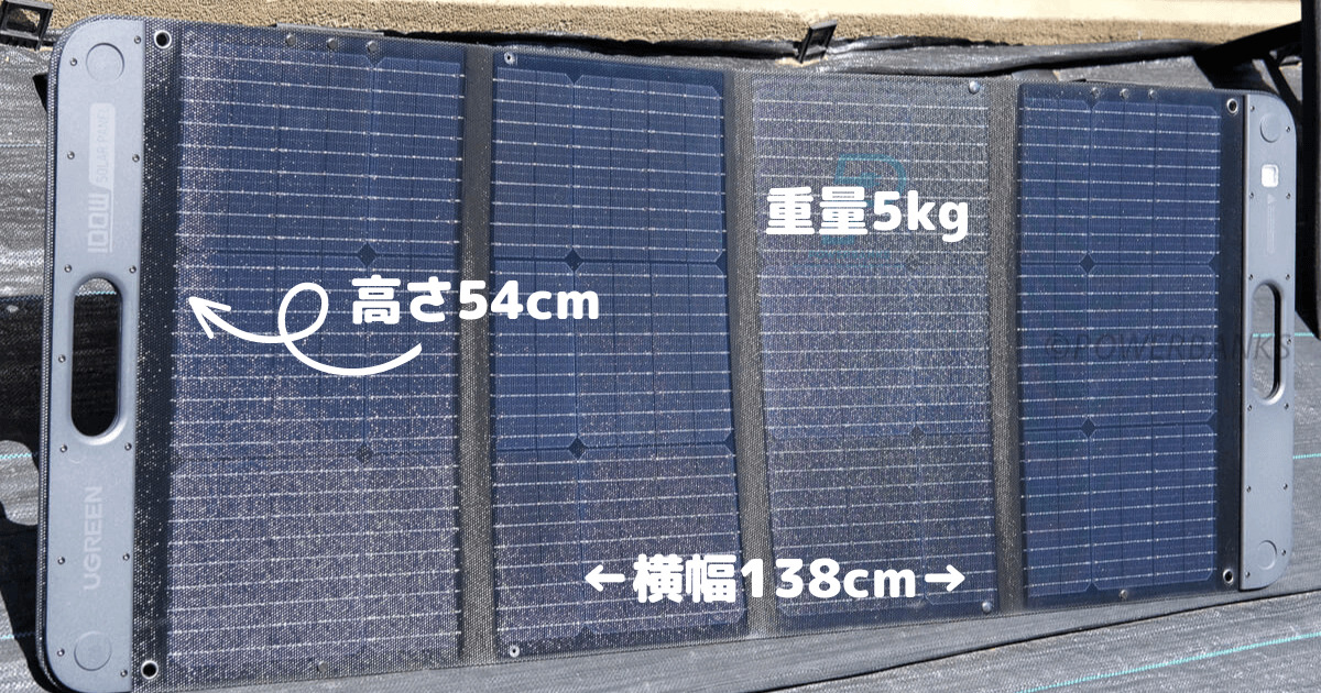 UGREEN ソーラーパネル 100Wのサイズ